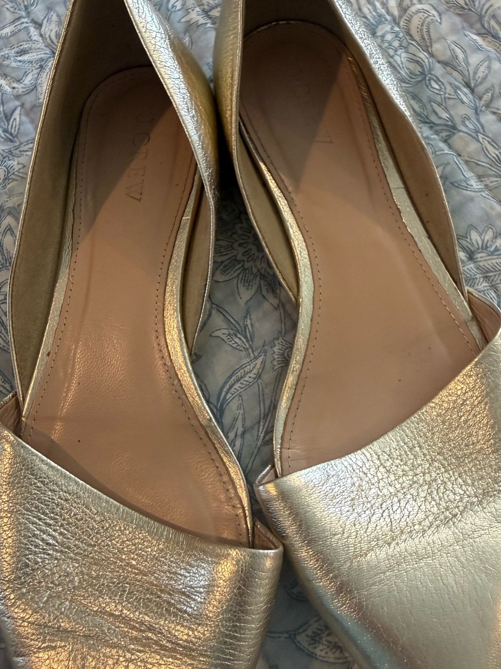 J. Crew Metallic Gold Leather D'Orsay Flats
